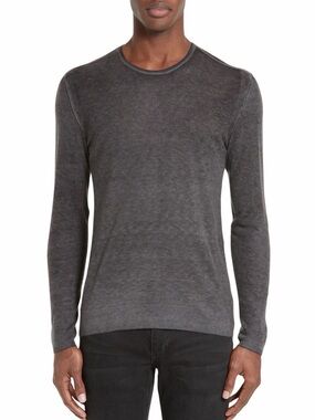 John Varvatos Gray Silk Cashmere Sweater Size S Long Sleeve Minimalist Preppy